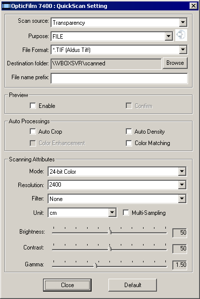 Useful QuickScan Settings